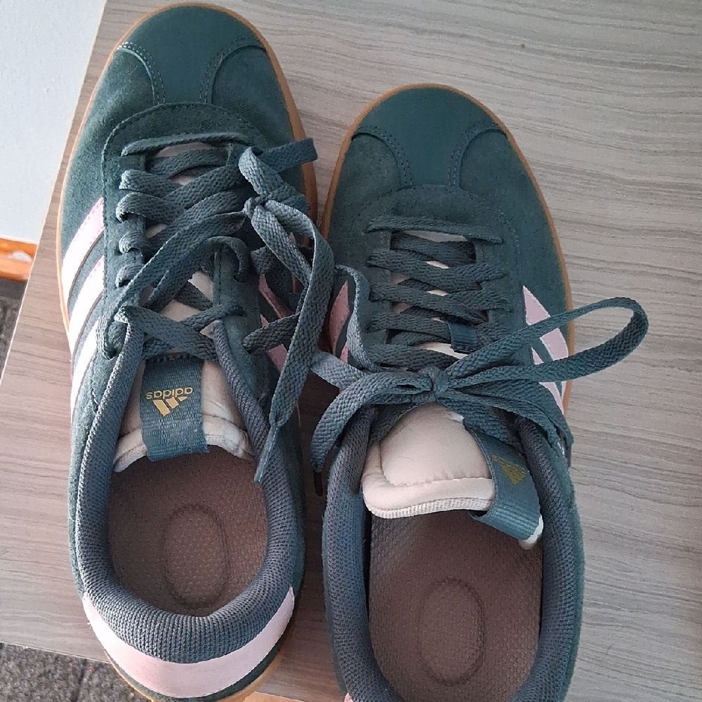 Adidas Green and Pink Suede Sneakers